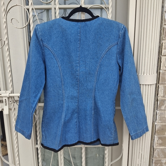 Vintage Blue Denim Embellished Jacket Blazer, Tickets California, Women Size 9 - Picture 7 of 16